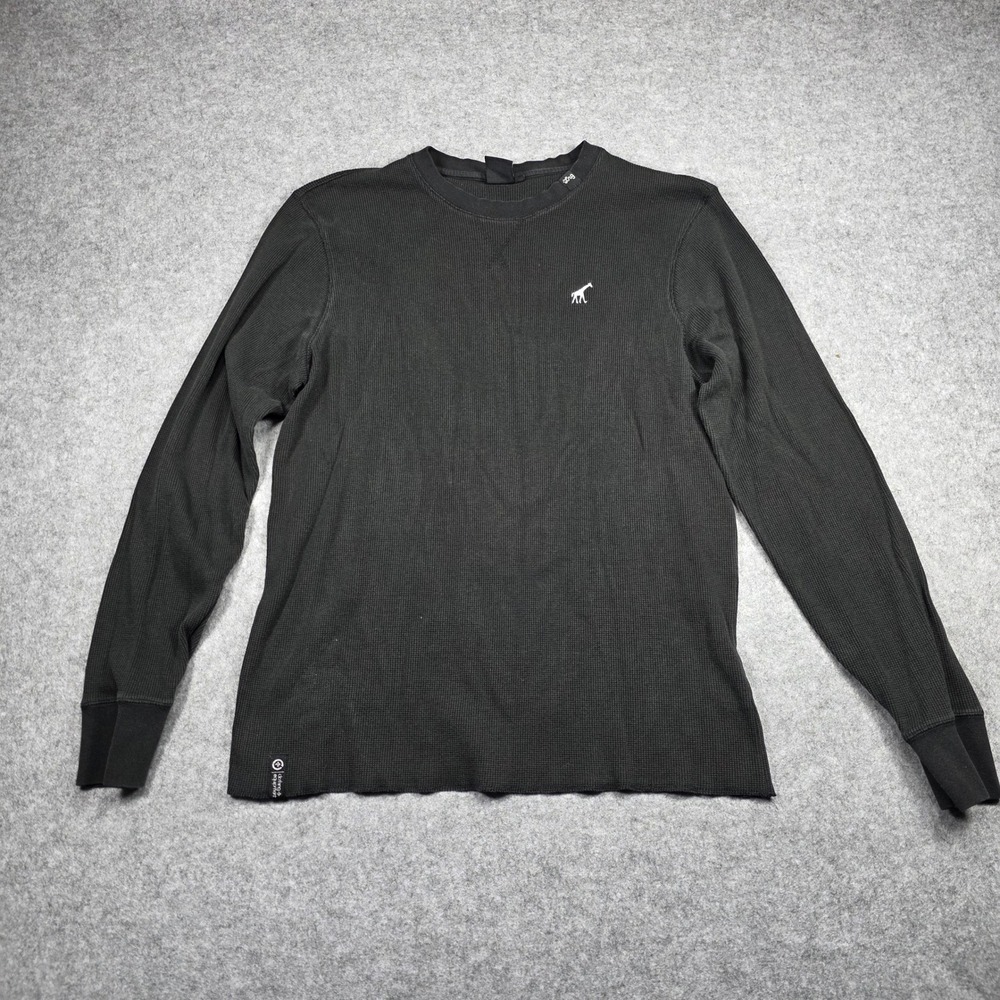 LRG Thermal Mens 3XL Black Waffle Knit Long Sleeve Crewneck Dark Wash